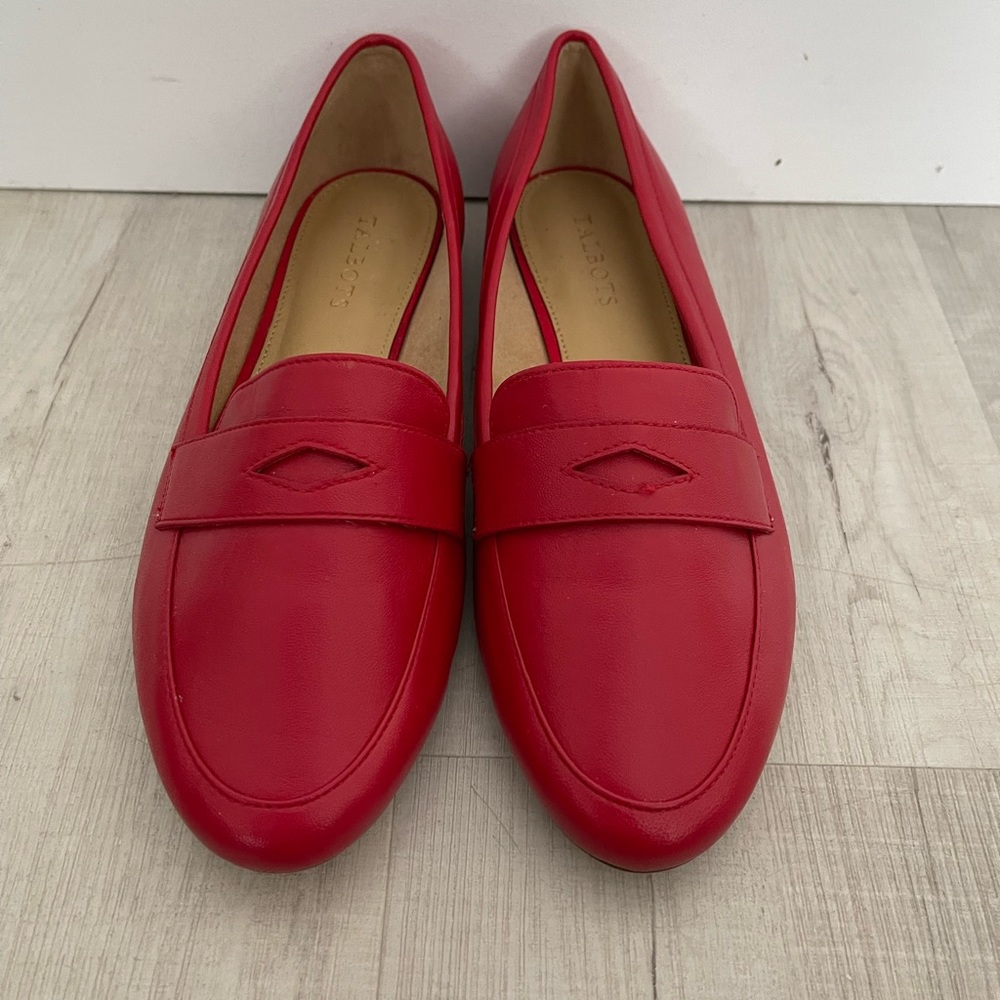 Talbots Red Leather Flat Shoes Loafer’s 9.5 M